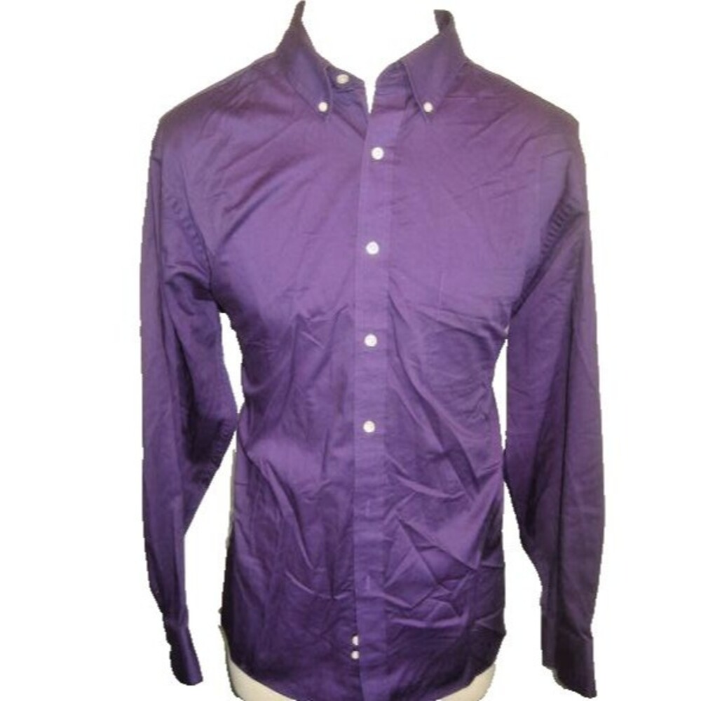 Mens Chaps Ralph Lauren Purple LS Cotton Blend Casual Shirt sz 17.5x34/35